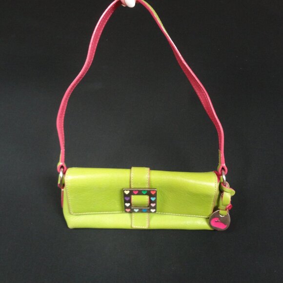 VINTAGE DOONEY & BOURKE LIME GREEN Y2K PURSE TOTE (PEN ON BACK C PICS) - Picture 3 of 15